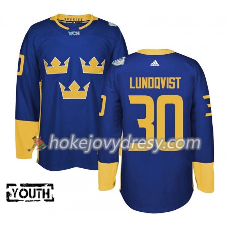 Dětské Hokejový Dres Švédsko Henrik Lundqvist 30 Světový pohár v ledním hokeji 2016 Nachová Premier